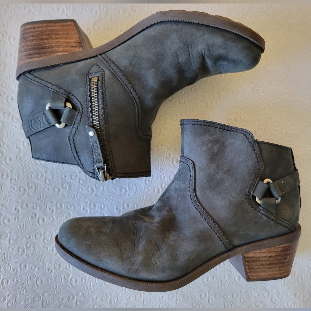 Teva Boots Gray Womens 9 Foxy Ankle Booties Heels Side Zipper 1008317 - Picture 9 of 12